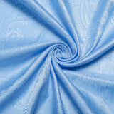 Luxury Light Blue Men's Silk Social Shirts Long Sleeve Tuxedo Paisley Solid Shirt and Blouses Clothing MartLion   