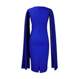 Temperament Casual Slim Fit Office Dress  Sleeved Solid Color Mid Dress Women Clothing MartLion   