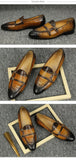 Loafers Shoes Men's Leather Casual Elegant Penny Double Monk Strap Crocodile Printing Casual Office Men's Lazy MartLion   