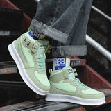 Classic Green High-top Sneakers Men's Breathable Flat Board Shoes Trainers Platform Casual MartLion   
