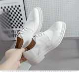 White Shoes Men's Comfort Leather Derby Lace-up Casual Dress MartLion   