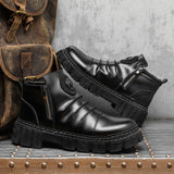 Off-Bound Autumn Men's Ankle Boots Tiger Tooling Desert British Leather Punk Zip Motorcycle High-cut Shoes Mart Lion   