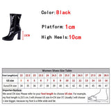 Liyke Autumn Winter Black Patent Leather Boots Women Square Toe Zip High Heels Party Shoes Chelsea Ankle Mart Lion   