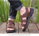 Summer Soft Leather Sandals Men's Lightweight Outdoor Beach Casual Shoes Genuine Leather Walking Footwear MartLion   