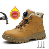 Work Shoes Men Safety Shoes Rotating Buttons Winter Protective Work Safety Boots MartLion   