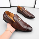 Men's Woven Leather Casual Shoes Trendy Party Wedding Loafers Moccasins Light Driving Flats Mart Lion   