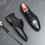 British Dress Shoes Men's Split Leather Footwear Formal Social Oxfords Mart Lion   