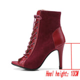 Women Dance Shoes Comfort Light Sandals High Heels Open Toe Gladiator Dancing Boots Woman's Mart Lion Red-10CM 37 China