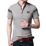 Summer Men's Short Sleeve T-shirts Slim Stand Collar Polo Shirt Korean Style Thin Pullover Casual Paster Deco Clothing MartLion Khaki M 