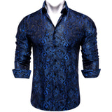 Men's Long Sleeve Black Paisley Silk Dress Shirts Casual Tuxedo Social Shirt Luxury Designer Clothing MartLion CYC-2036 S 