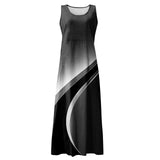 Casual Dresses Daily Casual Print Mid-Calf Dresses For Women's Round Neck Sleeveless Frocks MartLion   