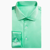 Pure Color Silk Men's Shirts Long Sleeve Suit Dress Shirt Blouse Summer Spring Wedding Prom Classic Designer MartLion   