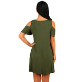  Elegant Dress Vintage Off Shoulder Short Sleeves Loose Women Solid Color Mini Dress Club Party MartLion - Mart Lion
