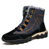 Winter Men's Snow Boots Super Warm Hiking Waterproof Leather High Top Outdoor Sneakers MartLion 5329-blue 38 