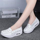 Women's shoes Spring autumn leather soft-soled work women black thick-soled cushion wedge single professional MartLion 9001 LK white 34 
