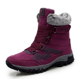 Ankle Boots Flat Shoes Suede Leather  Winter Warm Plush Waterproof  Women Snow Mart Lion pink 35 