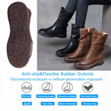 Ankle Boots Cow Leather Motorcycle Platform Wedge Winter Plush Knee High Women Shoes MartLion