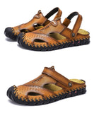 Men's Leather Sandals Summer Classic Shoes Slippers Soft Roman Outdoor Walking Footwear Mart Lion   