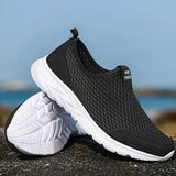Men's Casual Shoes Slip On Sneakers Walking Mesh Classic Zapatillas Hombre Breathable MartLion black white 35 