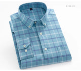 Men's Long Sleeve Plaid Checkered Heavy Cotton Shirt Single Patch Pocket Casual Shirts MartLion   