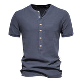 Outdoor Casual T-Shirt Men's Pure Cotton Breathable Knitted Short Sleeve Button-Down Mart Lion   