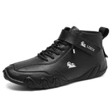 Men's Casual Sneaker Leather Shoes Luxury Brand Sports Lace-up Ankle Boots Waterproof Winter Motorcycle MartLion black 38 