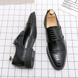 British Style Elegant Men's Dress Shoes Split Leather Formal Social Oxfords Mart Lion   