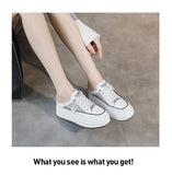 Summer Net Bread Head Half Drag Sneakers Women Thick Sole Inside Increase Leather Casual Shoes Female Zapatos De Mujer Mart Lion   