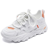 Fujeak Summer Mesh Shoes Women Casual Tide Non-slip Sports Female Classic Running Outdoor Sneakers Mart Lion white orange 35 