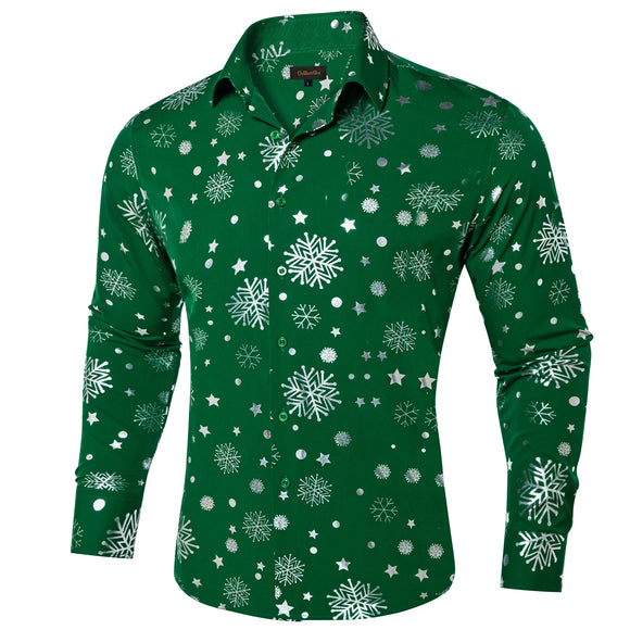  Men's Christmas Shirts Long Sleeve Red Black Green Novelty Xmas Party Clothing Shirt and Blouse with Snowflake Pattern MartLion - Mart Lion
