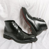 Leather Men Boots Solid  Pointed Toes Dress Leather Boots MartLion   