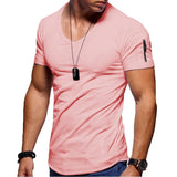 Men's T-Shirt V-Neck Solid Color Casual Short-Sleeved MartLion   