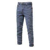 Jeans Men's Solid Color Slim Fit Straight Trousers Cotton Casual Wear Denim Jeans Pants MartLion   