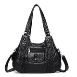 Women Luxury Handbags Bags Designer Vintage Soft Leather Female Satchel Motorcycle Tote Messenger Mart Lion Black 33cm 12cm 26cm 