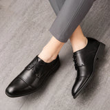 Classic Italian Style Career Office Leather Shoes Pointy Toe Wedding Dress Shoes Men MartLion   