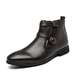 Autumn Winter Classic Men's Black Boots Leather Ankle Dress Para Hombre MartLion brown 5229 38 CHINA