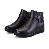 Winter Shoes women's genuine leather ankle Wedges boots Casual Warm Snow MartLion   