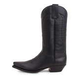 Mid-calf Boots Woman Side Zipper Pointed Western Retro Black Hombre MartLion   