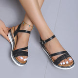 Women's Wedge Platform Sandals Summer Pu Leather Ankle Strap Gladiator Non-Slip Thick Bottom MartLion   