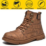 Men's Steel Toe Safety Shoes Lightweight Breathable Anti-smashing Anti-puncture Anti-static Protective Work Boots MartLion   