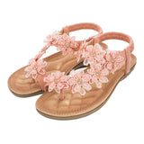 Sandals Women's Flower Accessories Round Toe Clip-in Flat Shoes Play Travel Beach MartLion   