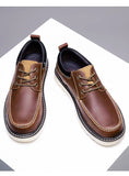 Men Leather Shoes Business Casual Shoes Flat Sole Casual Shoes Shock-Absorbing Footwear Wear-Resistant MartLion   