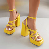 Summer Sweet White Green Women Sandals Platform High Heels Lady Pole Dance Shoes MartLion Yellow 7.5 