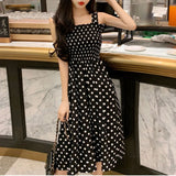 Women's Dresses  Summer  Loose None Sleeve Polka Dot Shoulder Dresses MartLion   