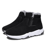 Fujeak Winter High-top Causal Snow Boots Men's Zipper Padded Thickening Warm Shoes Non-slip Mart Lion Black 39 