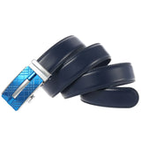35mm Leather Belts for Men's Alloy Automatic Buckle Without Holes Blue Belt Natural Cowhide Suit MartLion   