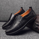 Genuine Leather Men's Shoes Casual Slip on Formal Loafers Moccasins Black Driving Mart Lion   