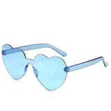 Women Colors Polycarbonate Heart Shape Tinted Party Sunglasses Girls Vintage Colors Rimless MartLion Sky-Blue Other 