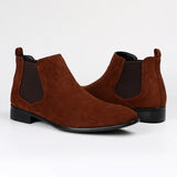 Men's frosted suede Chelsea Boots square toe autumn shoes with stylish MartLion   