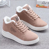 Winter Women Ankle Boots Woman Warm Plush Vulcanized Shoes Casual Walking Sneakers Female Flats Lace-up Ladies Snow Shoes MartLion Pink 40
